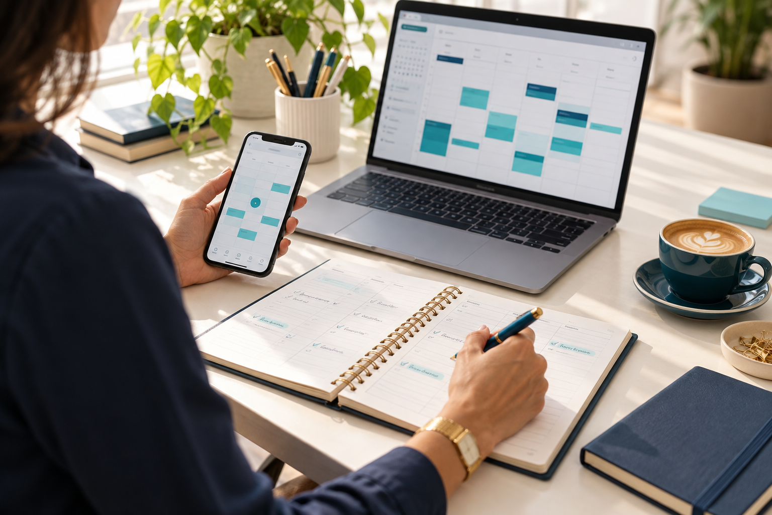 Organização de agendamentos no computador e celular