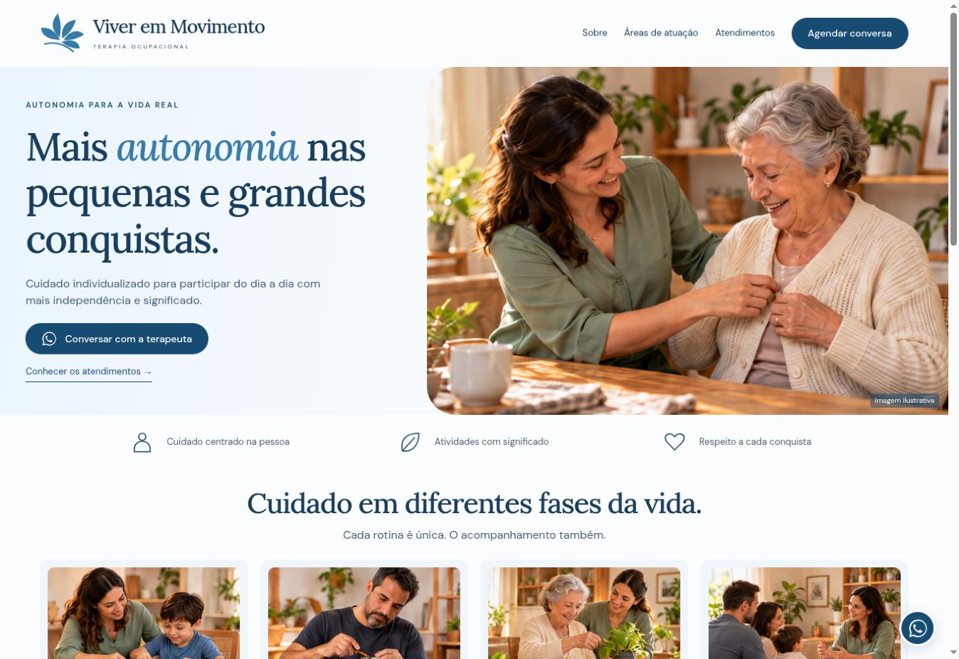 Novo layout azul publicado do Viver em Movimento — Terapia Ocupacional